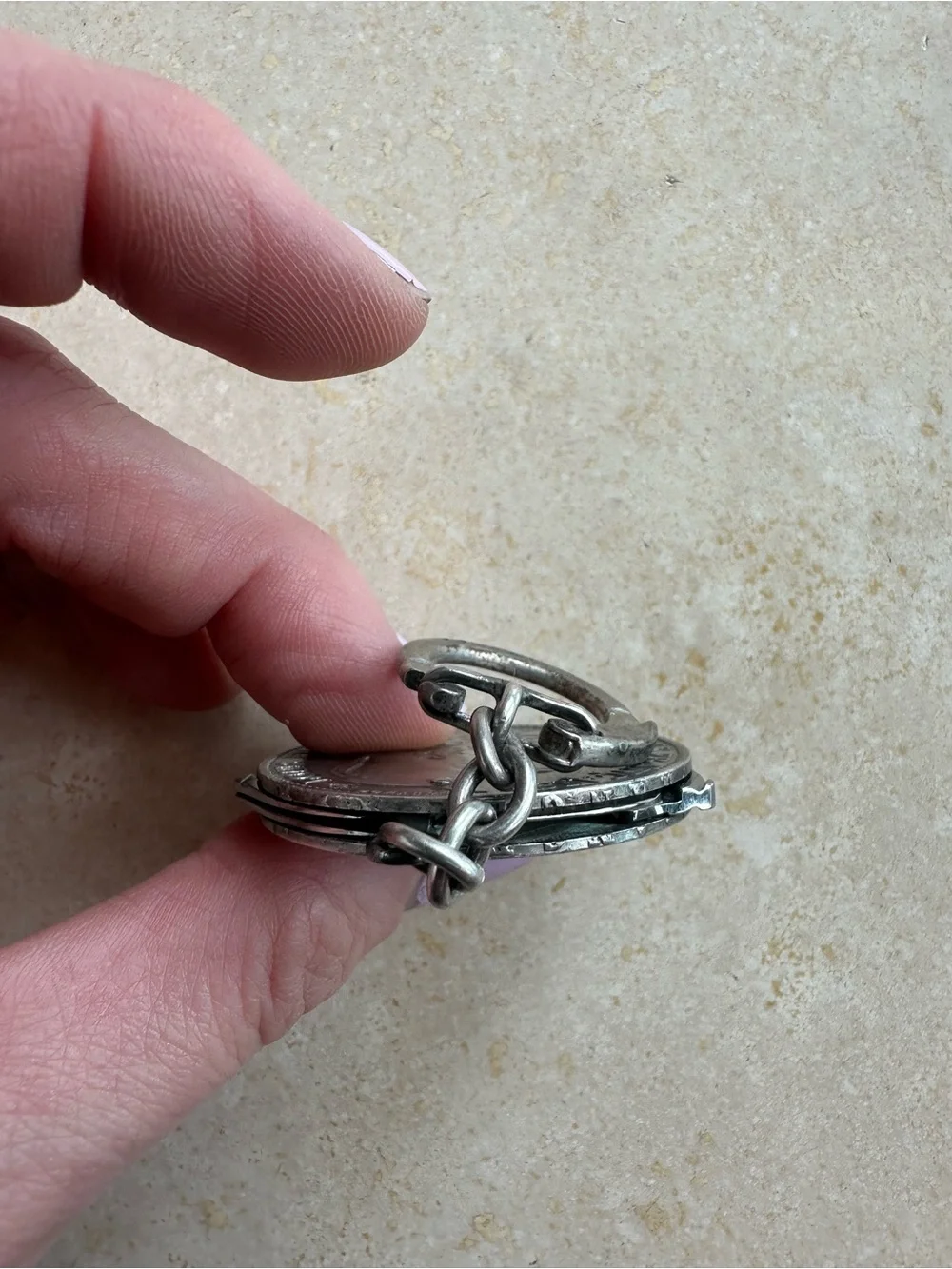 Antique French 5 francs coin mounted on pocket tool fob